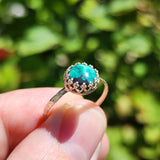 Natural Turquoise Ring Size 8 – Veined Green-Blue Sterling Silver