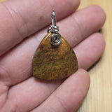 Double Sided Gold and Red Moss Agate Pendant in Sterling Silver