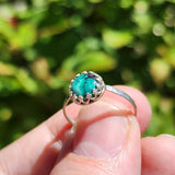 Natural Turquoise Ring Size 8 – Veined Green-Blue Sterling Silver