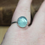 Big Blue Aquamarine Ring sz 9 – Hammered Sterling Silver