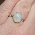 Moonstone Ring sz 10.5 – Blue Glow with Golden Spark in Sterling Silver