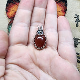 Bold Red Orange Carnelian Agate Pendant in Sterling Silver