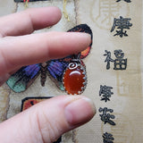 Striking Red Orange Carnelian Agate Pendant in Sterling Silver