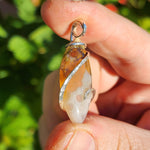 Golden Tube + Moss Carnelian Agate Pendant – Sterling Silver