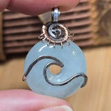 Aquamarine Donut Pendant Sterling Silver 14kt Rose Gold Filled Wave Wrap
