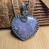 Purple Heart Shape Double-sided Grape Agate Pendant Necklace - Sterling Silver