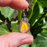 Double Sided Faceted Fiery Aurora Opal Pendant In Antiqued Sterling Silver - Rock Your World 