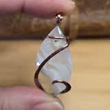 Tube Moss Agate Pendant Crystal Fade with Geode Copper Wrapped