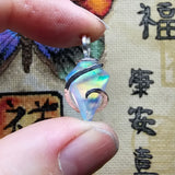 Faceted Rainbow Aurora Opal Pendant In Hammered Sterling Silver with 20 Inch Chain - Rock Your World 