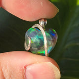 Aurora Opal Dark Heart Pendant – Sterling Silver Pendant