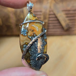 Marcasite in Carnelian Agate Pendant – Desert Ember in Sterling Silver