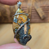 Marcasite in Carnelian Agate Pendant – Desert Ember in Sterling Silver