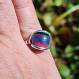 Aurora Opal Ring sz 8.5 – Lab-Grown Doublet in Sterling Silver