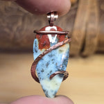 Fiery Common Opal Pendant Marcasite Inclusions - Copper Wrapped