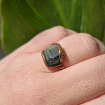 Raw Green Tourmaline Crystal Ring in Copper Ring Sz 10