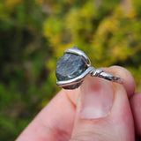 Raw Blue Zircon Ring sz 5.5 Sterling Silver – Natural Crystal Brilliance