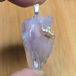 Holley Blue Agate Pendant – Lavender Flow and Natural Edge Silver Tone
