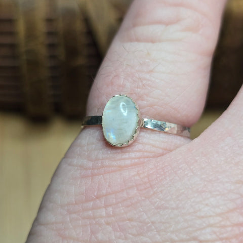 Indigo Blue Flash Moonstone Ring sz 8.75 – Sterling Silver