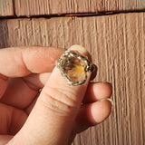 Rare Red Green Copper Schiller Oregon Sunstone Raw Crystal Ring Size 9.5