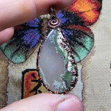 Banded Agate with Moss Agate Pendant in Copper
