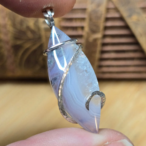 Rare Purple Agate Pendant – Stormlight Veins in Sterling Silver