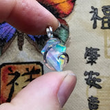 Faceted Rainbow Aurora Opal Pendant In Hammered Sterling Silver with 20 Inch Chain - Rock Your World 