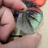 Quartz Pendant with Green Tourmaline Needles