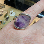 Double Terminated Hourglass Amethyst Crystal Ring in Sterling Silver Sz 8.5