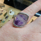 Double Terminated Hourglass Amethyst Crystal Ring in Sterling Silver Sz 8.5