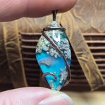 Moss Agate Aurora Opal Pendant – Recycled Copper