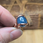 Aquamarine Copper Ring Size 6.5 – Deep Blue Cabochon