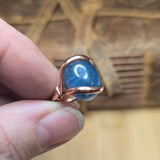 Aquamarine Copper Ring Size 6.5 – Deep Blue Cabochon