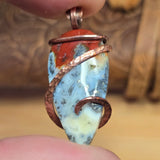 Fiery Common Opal Pendant Marcasite Inclusions - Copper Wrapped