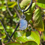 UV-Reactive Lavender Moon Quartz Pendant – 7ct Handmade in Antiqued Sterling Silver