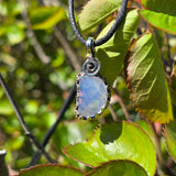 UV-Reactive Lavender Moon Quartz Pendant – 7ct Handmade in Antiqued Sterling Silver