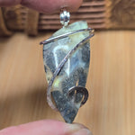 Marcasite Plume Agate Pendant in Sterling – Forged Embrace Setting