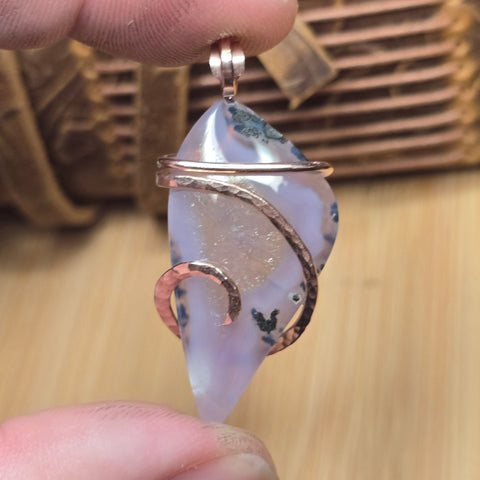 Purple Agate + Citrine Crystal Pendant – 14K Rose Gold Fill