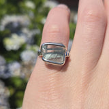 Aquamarine Crystal Ring – sz 7.5 – Clear Blue Natural Beryl