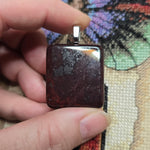 Red Moss Jasper Pendant – Square-Cut with Black Manganese Veins