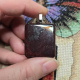 Red Moss Jasper Pendant – Square-Cut with Black Manganese Veins