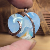 White Sky Plume Agate Heart Pendant – Recycled Copper