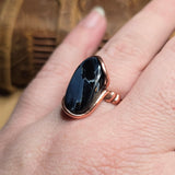Pietersite Copper Ring sz Size 9.5 – Stormy Blue Fibrous Chatoyance