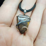 Australian Boulder Opal Pendant in Sterling Silver with Blue Flash