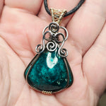 Bagdad Gem Chrysocolla Pendant – All Natural Stone Sterling Silver + Gold Fill