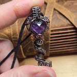 Amethyst Heart Key Pendant – Rose Cut Gem Wire Wrap Design