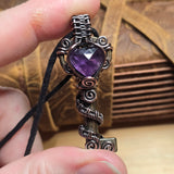 Amethyst Heart Key Pendant – Rose Cut Gem Wire Wrap Design