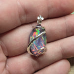 Large Marquis Aurora Opal Pendant – Sterling Silver