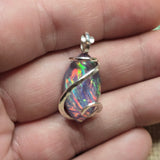 Large Marquis Aurora Opal Pendant – Sterling Silver
