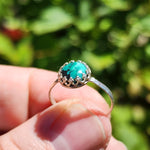Natural Turquoise Ring Size 8 – Veined Green-Blue Sterling Silver