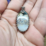 Bubbily Polka Dot Ocean Jasper Stone Pendant Necklace in Sterling Silver